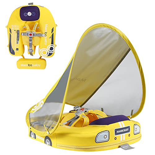 Image of Luckclubtojoy Mambobaby Floats with Canopy &Tail, Non-Inflatable Baby Float for Pool Add Tail Avoid Flip Swim Trainer Baby Floats for Toddler Boys Girls