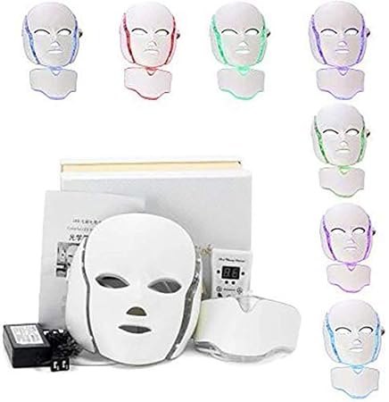 Bella Faccia Photon Skin Rejuvenation Face & Neck Mask, LED Photon Red Blue Green Therapy 7 Color Light Treatment Anti Aging Spot Removal Wrinkles Whitening Facial Skin Care…