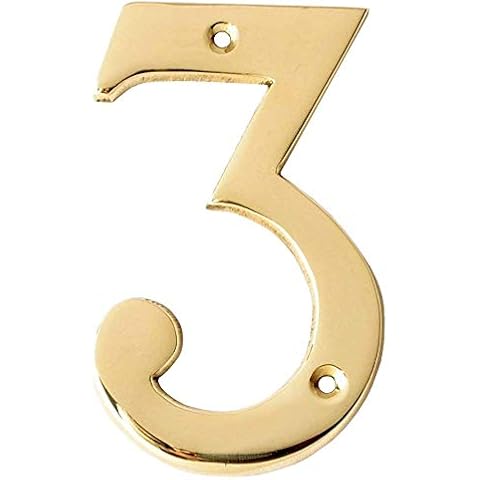 Motif 4-Inch Solid Brass Address Number 3 Cover