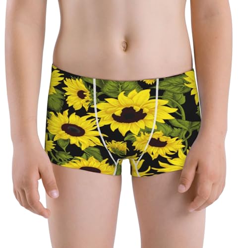 Boys' Cotton Boxer Brief Soft Underwear-Sunflowers In Vintage