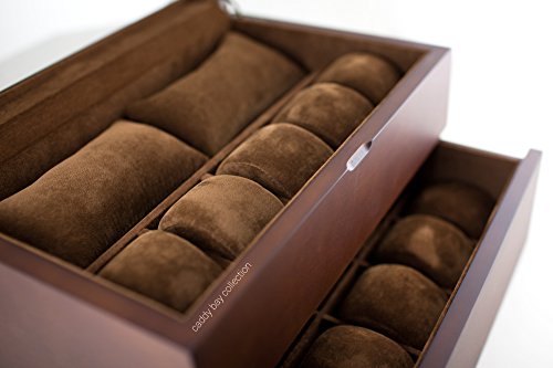 Caddy Bay Collection Vintage Wood Clear Glass Top Watch Box Display Storage Case Chest Holds 20+ Watches With Adjustable Soft Pillows And Deep Slots For Larger Watches #TOP3