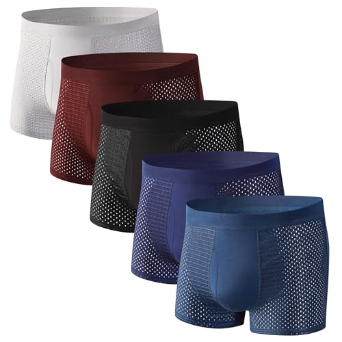 HOPETLA Upgrade Bamboo Boxer Briefs Breathable Mens Underwear Soft Comfortable Underwear with Pouch for Men 5 Pack (US Alpha X-Large Regular Regular Multicolor-01)