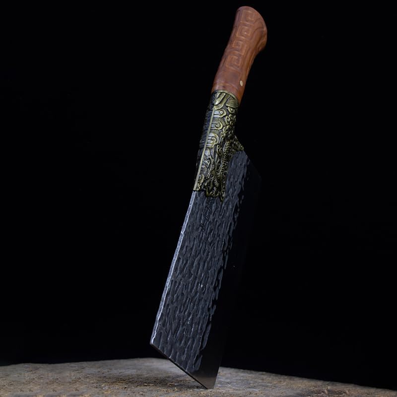 Meat Cleaver,Cleaver Knife 7 Inch Chopper Knife Handmade Forged Fixed Blade Sharp Hatchet Cleaver Longquan Kitchen Knives Wood Handle Meat Poultry Tools, LAMAJIGA5844