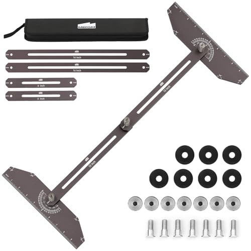 MBIGM Gunmetal Grey Stair Gauge Tool with Metal Knobs and Double Rubber Washers – Stronger Hold and Durable Construction – Adjustable Stair Tread Template Tool for Accurate Wooden Stair Measurements