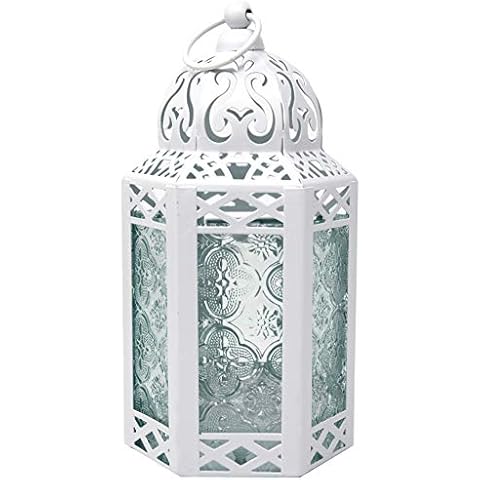 White Metal Moroccan Lantern Candle Holder Cover