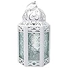 Small White Metal Decorative Moroccan Lantern Candle Holder Lamp IndoorOutdoor Home Decor Patio Weddings Christmas