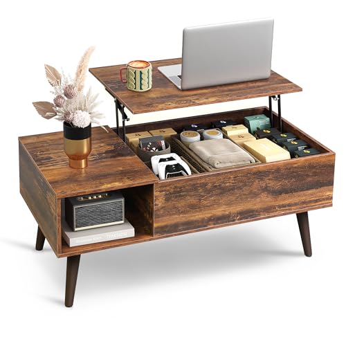 WLIVE Coffee Table for Living Room, Lift Top Coffee Table with Storage, Small Rising Wooden Dining...