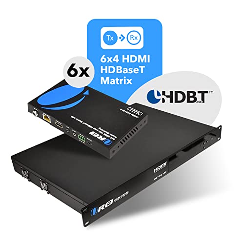 Orei 6X4 4K Hdmi Matrix Switcher Extender - Hdbaset Ultrahd 4K @ 60Hz 4:4:4 Over Single Cat5E/6/7 Cable With Hdr, Cec & Ir Control, Rs-232 - Up To 132 Ft 2 Loop Out 4 Receivers Audio Extractor #TOP1