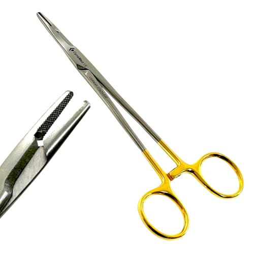 1 Each Olsen-Hegar Needle Driver, 6.5in (16.51cm) with Cutting Blades & Cross-Serrated Jaws - Ratchet Locking Gold Ciolor Handle - Autoclave-Safe Stainless Steel