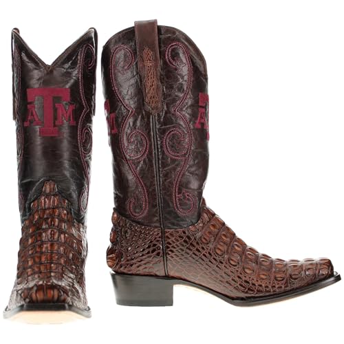 Vaccari Men's David Hand-Corded Top Collegiate Embroidery Genuine Hornback Alligator Leather Western Cowboy Boots2