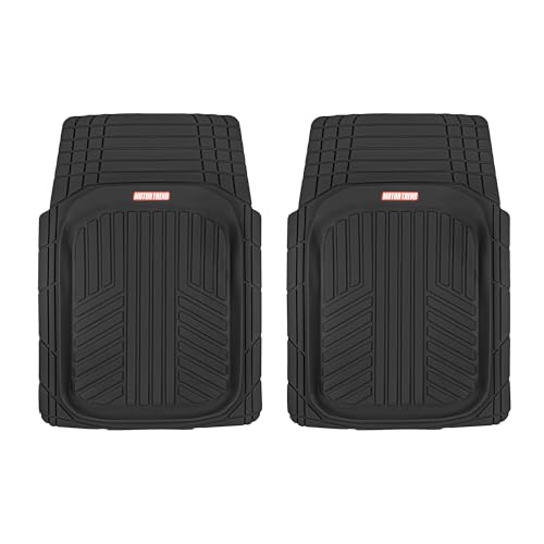 Image of Motor Trend FlexTough Plus-2 Piece Front Car Floor Mats- Black Contour Liners-Deep Dish Heavy Duty Rubber Floor Mats for Car SUV Truck & Van-All Weather Protection, Universal Trim to Fit