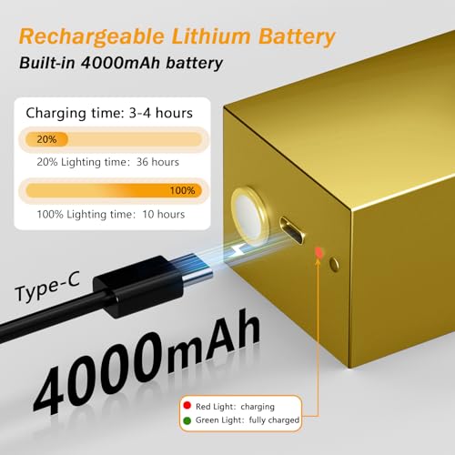 Image of Rechargeable Picture Light,15.74 Inch Battery Operated Wall Mounted Art Lamp with Remote,4000mAh Long Lasting,3 Color Dimmable Timer,270 Adjustable Gallery Poster Light(Brass)
