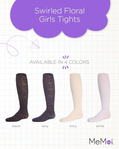 MeMoi Swirled Floral Girls Opaque Tights2
