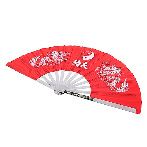 Fan d'arts martiaux Akozon rouge pour vos séances de tai chi et danse au parc