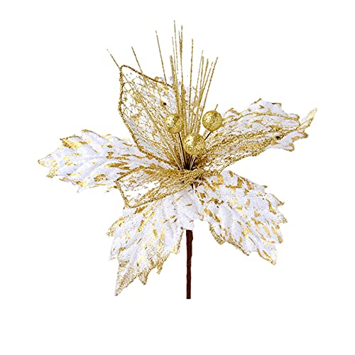 BWOLE 10 Stück Weihnachtsstern, Weihnachtsstern, künstliche Weihnachtssterne, Weihnachtsblumen für Weihnachten, Neujahr, Hochzeit, Party, Blumendekoration Cover