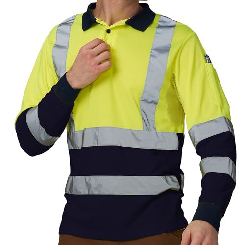 Polo haute visibilité manches longues de travail contre le manque de visibilité