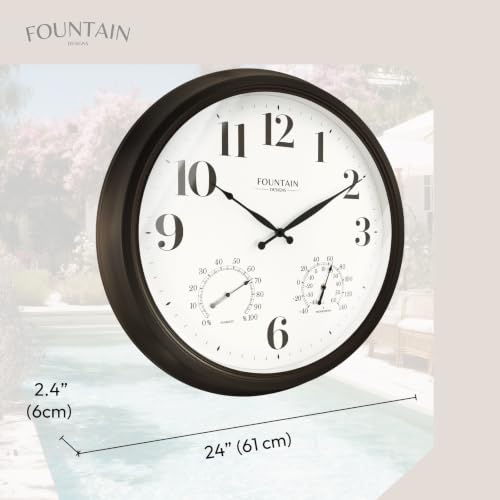 FOUNTAIN DESIGNS 24 Inch Large Outdoor Clocks Waterproof, IP65 Rating by FOUNTAIN DESIGNS - Used condition - Image 4