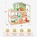 Giant bean Large Wooden Dollhouse with 32 Pcs Furniture Accessories, 3-Story Doll House 5 Rooms Balcony Wooden Stairs, Ideal Dollhouse Toy for Kids Ages 3+, 30