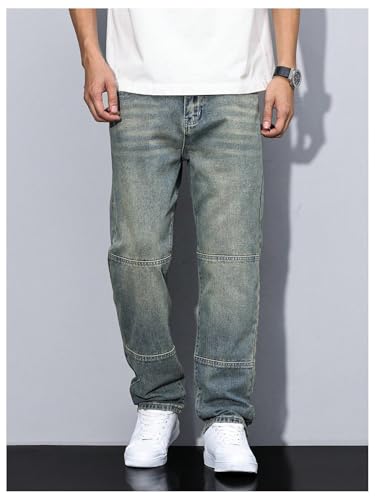 Verdusa Men's Straight Leg Jeans Baggy Denim Pants Vintage High Waist Loose Trousers3