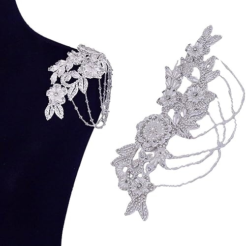 Patch épaule décoratif perle lot de 2 bijoux de mode pour veste et sac - 5