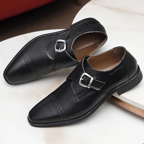 Image of LOUIS STITCH Men's Formal Shoes | Italian Leather Double Monk Strap Handcrafted | Stylish Slipon Shoes for Business, Formal, (LSRXSM)
