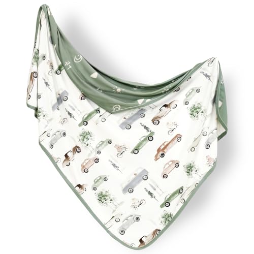 Image of GRSSDER Baby Blankets Super Soft Jersey Knit Swaddle Blanket for Baby Girls and Boys, Double Layer Receiving Blankets 34 x 44 Inches, Extra Large for Baby Swaddling, Stylish Cars Print