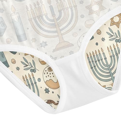 Kids Underwear, Vintage Candlestick Stars Beige Toddler Girl Panties, Girls Cotton Underwear, 2T–8 Years4