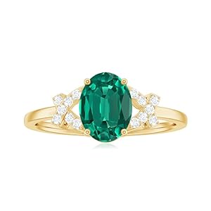 1CT Emerald Ring for Women S925 Sterling Silver/10K/14K/18K Gold Oval Cut Emerald for Women Personalized Emerald Ring Engagement Wedding Band Luxury Jewelry for Women Her