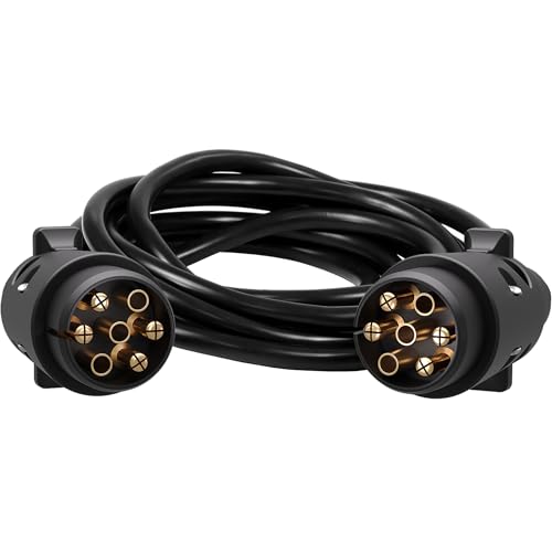 Wiltec 7-poliges Verlängerungskabel 3 m Anhängerkabel PVC Robustes Elektrokabel mit 2 Steckern 7-adriges Kabel für Anhänger und Wohnwagen