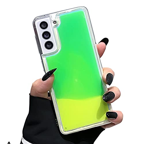 Yatchen Liquid Fluorescent Case for Samsung Galaxy S20,Luxury Fun Glow in The Darkness Quicksand Clear Soft TPU Back Cover Luminous Shockproof Protector (Green, Galaxy S20)
