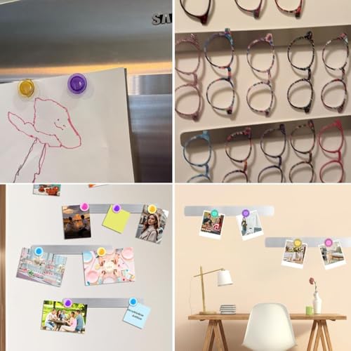 LINXIU Magnettafel Memotafel Selbstklebend Magnetleisten Fotowand Büro Pinnwand mit 10 Starke Magnete für Kalender Dokumente 4 Stück, aus Edelstahl