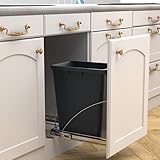 Pull Out Trash Can Under Cabinet,Cabinet Garbage Can Pull Out Kit with Door Mounting Kit,Heavy Duty Ball-Bearing Slider -Waste Bin Not Included,Chrome Silver