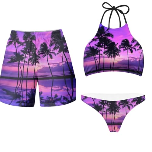 Matching Couple Swimsuits Tropical Womens Bikini Sets Mens Trunk Bathing Suit Swimwear Set - Main Image