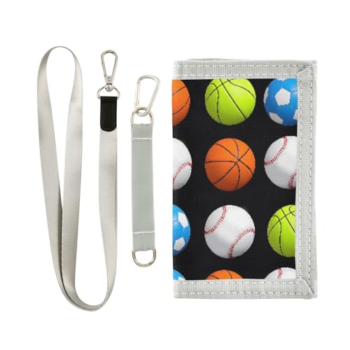 ALAZA Kids Wallets for Boys Girls Toddler Trifold Wallet Children Small Various Balls with Zipper Coin Pocket