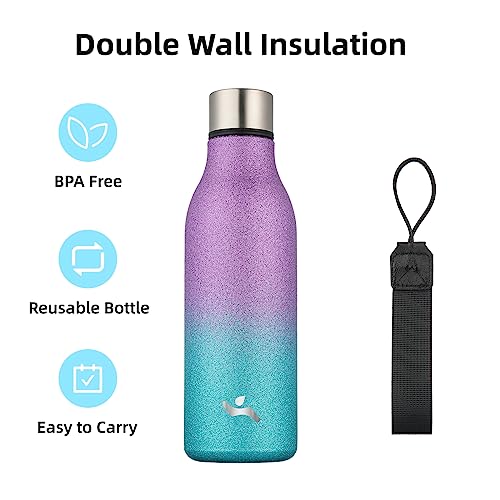 Image of Konokyo 18 oz Insulated Stainless Steel Metal Water Bottle with Strap