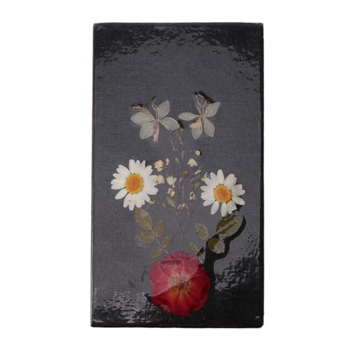 Veemoon Cuaderno Diario Negro Flores Secas, Tamaño 67, Bloc de Notas para Escribir y Dibujar, Cuaderno de Flores Secas para Hogar, Escuela y Oficina, Bloc de Notas Creativo