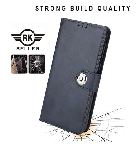 Image of Flip Back Cover Case for /Vivo Y18 5G | PU-Leather Finish & Magnetic Stand with Card Holder | Shockproof | Mobile Case Cover for Vivo Y18 5G (Blue)