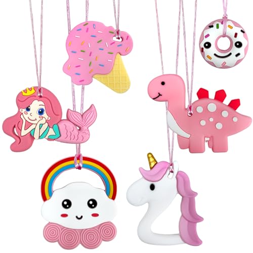 Felicify Kaukette für Kinder, 6 Stück Sensory Chew Halskette, Beißkette Kinder, Beisskette Schulkinder, Silikon Sensory Kauen Kaustange, für Kinder mit Autismus ADHS Zahnen Oral Motor (D)