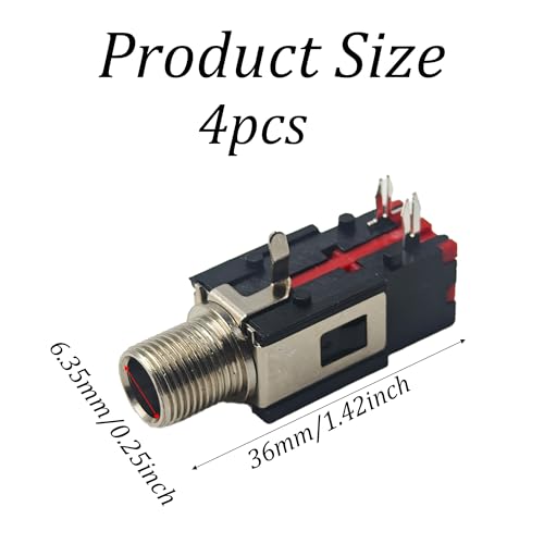 4Pcs 6.35mm 1/4 pulg conector hembra de auriculares miniatura 2