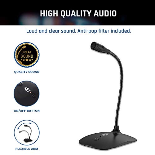 KLIM™ Talk Microfono USB PC e PS4 – Microfono da Scrivania Omnidirezionale a Condensatore – Vasta Compatibilità – Plug & Play – Audio Professionale ad Alta Definizione - Nero - Nuova Versione 2020
