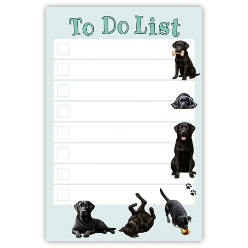 Image of DAILY RITMO Black Lab Sticky to-Do List - Labrador Retriever Gift for Men and Women | Dog Lover Gifts | Office School Supply Sticky Notes 4 inchx6 inch 50 Pages