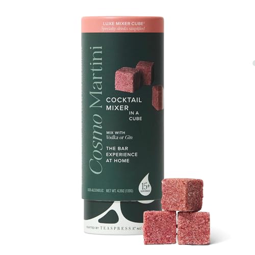 LUXE Mixology Cosmopolitan Martini Cocktail Mixer Cube - Craft Cocktail Mixer for Cosmo Martini's - Just add Vodka, or Make a Mocktail - Kosher - All Natural - Makes 30 Cocktails - Great Gift Idea
