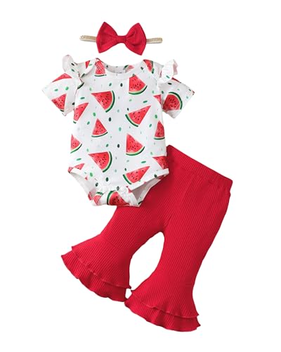 Image of SUNNY PIGGY Baby Girl Clothes Newborn Infant Outfits Ruffle Long Sleeve Romper Pants Set with Headband