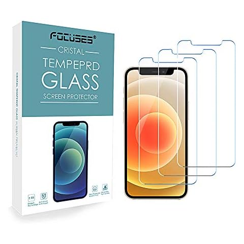 Focuses Screen Protector for iPhone 12 Screen Protector, iPhone 12 Pro Screen Protector, Anti Blue Light Tempered Glass Film for Apple iPhone 12 Pro & iPhone 12,3-Pack Cover