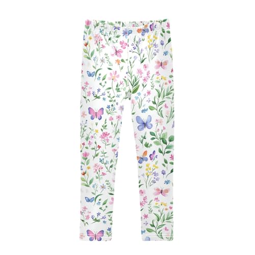 Wild Flowers Girls' Leggings Toddler Doodles Butterfly Kids Yoga Pants Dance Active Tights 4T