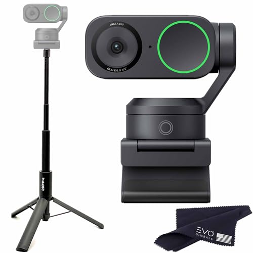 Insta360 Link 2 Pro-PTZ 4K Webcam with 1/1.3” Sensor, AI Tracking, Gesture Control, HDR, Directional Noise-Canceling Mic, Webcam for Laptop, Live Streaming, Gaming (with Tripod Selfie Stick)