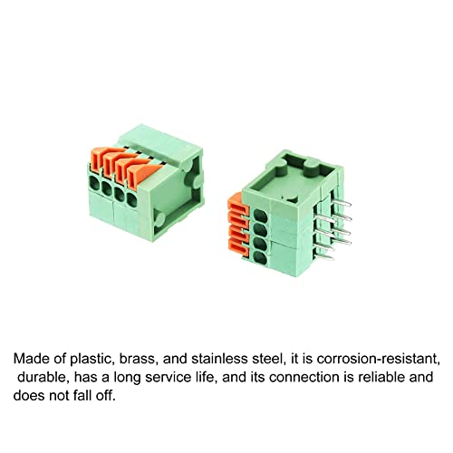 sourcing map 10 Packungen PCB Federklemme Blockanschluss KF141R 150V 2A 2.54mm 4 Positionen 90 Grad für PCB Board Elektronik Computer