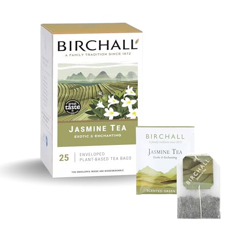 Birchall Tea Bags, Jasmine Tea Gift Set, Green Tea Bursting with Full Flavour, Perfect Herbal Tea Gift Set, 25 Enveloped of Plant-Based Prism Tea Bags