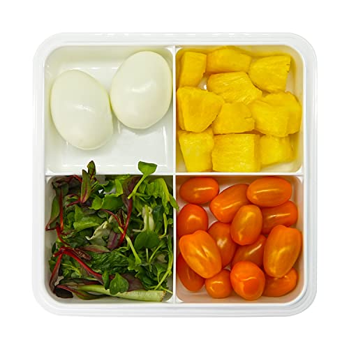 Carrotez Meal Prep Container, Food Storage Containers 4 Compartment, Lunch Container, Portion Control Container, Divided Serving Tray With Lid, Microwave, Top Rack Dishwasher Safe, Reusable, Bpa Free #TOP7