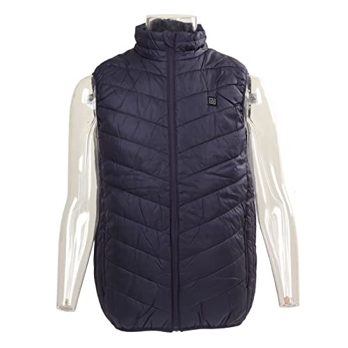 PerGar Heated Vest, USB Electric Heated Jacket, 3 Speed Temperature Adjustment Heated Vest, 9 Zone Heating Heated Vest, Men's Winter Blue Washable Heated Vest for Outdoor Activities (3XL)
